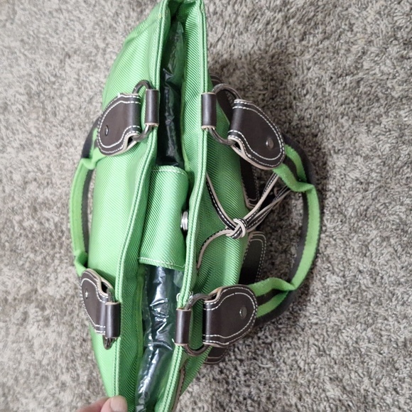 Vintage Tommy Hilfiger canvas handbag purse - green/brown leather - Picture 9 of 16